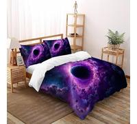 SHOVERKD Púrpura Espiral Nebulosa Juego De Funda Nórdica Impresión 3D Galáctico Universo Microfibra Antialérgica con Cremallera Oculta para Niños Y Adultos Ajuste Super King（260x220cm）