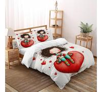 SHOVERKD Ragazza Cuore Set Di Biancheria Da Letto 3 Pezzi con Stampa 3D Love Human Ragazza Copripiumino con 2 Federe in Microfibra Morbida E Leggera Super King（260x220cm）