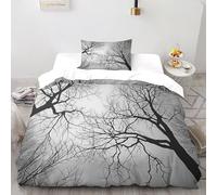 SHOVERKD Rami Set Di Biancheria Da Letto per 2 Pezzi con Stampa 3D Bare Woody Plants Copripiumino con 1 Federe in Microfibra Morbida E Leggera Single（135x200cm）