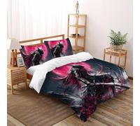 SHOVERKD Rojo Luna Caballero Juego De Funda Nórdica Estampado 3D Mitos Fantasía Microfibra Antialérgica con Cremallera Oculta para Niños Y Adultos Tamaño Super King(260x220cm)