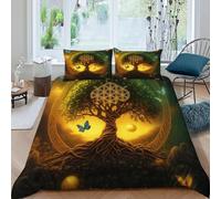SHOVERKD Tree Farfalla Set Copripiumino 3 Pezzi con Stampa 3D Sacred Land Plants Incluso Copripiumino con 2 Federe in Microfibra Morbida E Leggera King（220x240cm）