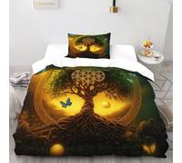 SHOVERKD Tree Farfalla Set Di Biancheria Da Letto 2 Pezzi con Stampa 3D Sacred Land Plants Incluso Copripiumino con 1 Federe in Microfibra Morbida E Leggera Single（135x200cm）