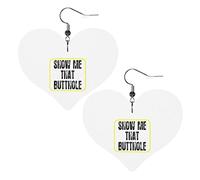 Show Me That Butthole Pendientes de cuero para mujer Pendientes colgantes Gota Corazón Colgante con gancho Regalos para niña adulta