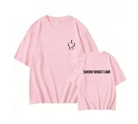 Show What I Am Camiseta worldtour Camisa Estampada Algodón Cuello Redondo Manga Corta(A Pink,4XL)