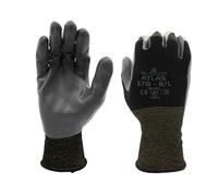SHOWA 370BL-08 Atlas 370B - Guantes de nitrilo con revestimiento de palma, talla L, 12 pares, color negro