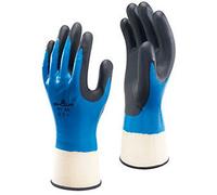 Showa 377 - Guantes de trabajo con revestimiento de espuma de nitrilo alta húmedas y aceitosas agarre, azul