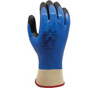 SHOWA 477L poliéster nailon portador tejido Guantes multiusos, interior forrado acrílico, completo con revestimiento de nitrilo, además Espuma de nitrilo en palma, L, color azul
