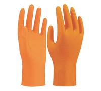 SHOWA 709HVO, 100% nitrilo - Resistente a productos químicos, Sin soporte, Uso único, Naranja de alta visibilidad, Caja de 1000 guantes, Tallas XX-Large