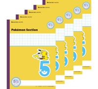 Showa - Cuaderno de estudio Pokémon, 0.2 pulgadas (5 mm), rayas cuadradas, amarillo, (+ líder de letra), paquete de 5 MPS-5Y*5