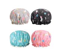 Shower Caps, Double Layers Bath Hat for Women to Cover Long and Thick Hair, Reusable Waterproof Bonnet 4 Pack