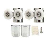 Shower Door Wheels, Sliding Door Pulleys Stable Sliding Upper Lower Roller Glossy Finish Lower Noise Metal Brackets, Shower Door Rollers for Bathroom Closet Glass Door
