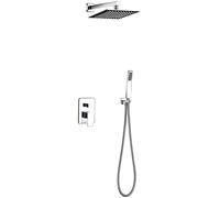 Shower Faucet Set LED Rain Shower Set Hotel Bathroom Shower Faucet Hot and Cold Mixer Brass Bathtub Wall Mounted Shower System-8 Inch