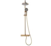 Shower Faucet Set with Storage Plane, 3 Functional Brass Rain Mixer Shower Combo Set Wall Mounted High Flow Shower System with Multifunction Hand-Held Shower Heads