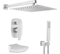 Shower Faucet System Mixer Set, Wall Mounted Brass with Waterfall Tub Taps 10-12\