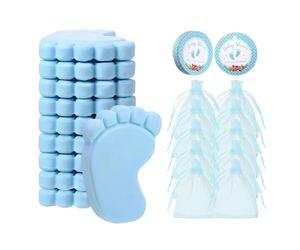 Shower Favors - Jabón de huella hecho a mano, limpiador de perfumada para devolución de invitados, kit de 10 juegos con etiquetas de bolsas de organza, decoración de regalo de de