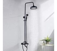 Shower Fitting Shower Column 3 Functions Shower System Black Rain Shower Set Including Shower Head Hand Shower Adjustable Rail Shower