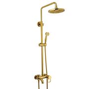 Shower Fixture Rainfall Shower Head with Handheld Spray Polish Gold Bathroom Shower Combo Set Wall Mount