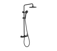 Shower Fixtures Brass Shower Faucets Sets Wall Mount 3 Function Exposed Shower System Complete Set, Black Finish