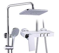 Shower Fixtures Brass Shower Faucets Sets Wall Mount 3 Function Exposed Shower System Complete Set with High Pressure Shower Head,Chrome