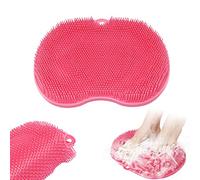 Shower Foot Scrubber Massager Cleaner,Wash Foot Bath Massage Cushion Bathroom Suction Cup Silicone Non-Slip Massage Pad- Improve Foot Circulation & Reduce Foot Pain Red