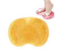 Shower Foot Scrubber Mat, Exfoliating Foot & Back Washer with Non-Slip Suction Cups, Wall-Mounted Bath Cleaning Pad for Men & Women (Yellow)