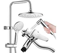Shower Head and Hand Held Shower System 8 Inch Overhead Rain Shower -Function Handheld Shower Square Shower Mixer Shower System Shower Mixer Square Chrome Silver
