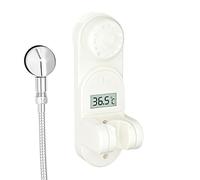 Shower Head Holder - Suction Mount Stand, Adjustable Suction Shower Head Bracket with Temperature Display | Wall Mount Rod Holder for Bathroom, RV, Apartment, Hotel, Kids, Adults, Household Use