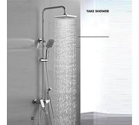 Shower Mixer Rain Fall Shower Shower Head and Hand Held Shower System 4-Function Handheld Shower Square Shower Mixer Shower System Bathroom Exposed Twin Head Valve Set Silver