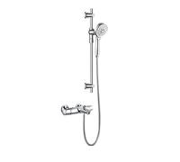Shower Mixer Shower Head and Hand Held Shower System 2-Function Handheld Shower Square Shower Mixer Shower System Bathroom Exposed Twin Head Valve Set B
