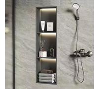Shower Niche - Estante de 3 niveles para pared de ducha de acero inoxidable, no necesita azulejos, acabado mate