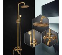 Shower Set All-Copper European Retro Shower Set Exquisite and Delicate Carved Shower Household Bathroom Shower Shower Can Be Raised and Lowered Bathroom