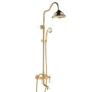 Shower Set All-Copper Gold Jade Retro Three-Speed Shower Set Multi-Function Shower Faucet Practical Bathroom