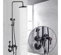 Shower Set Copper European-Style Electroplated Metal Black Shower Head Household Hot and Cold Water Four-Speed Shower Set Bathroom Set Fixed Showerheads Bathroom