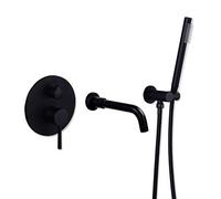 Shower Set Hand Held Shower Tub Kit,Tub and Shower Trim Kit,Black Wall-Mounted Concealed Shower Set,Bathtub with Separate and Cold Faucet,Black Bathroom