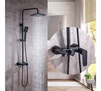 Shower Set Household Bathroom Copper Body Black Three-Speed Shower Set and Cold Water Mixing Valve System Shower Mixer Fixed Showerheads Bathroom