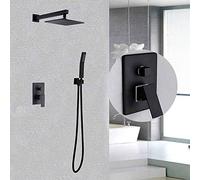 Shower Set Shower System, Solid Brass Wall- Mount Rain Shower Head Set Bath Filler Spout Black Shower System Copper Concealed Bathroom Shower Set Hotel Bathroom Shower Head