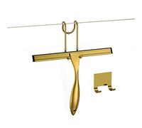 Shower Squeegee and Window Squeegee, Stainless Steel, 100% Streak-Free, Cleaner for Bathroom Showers Glass Doors, Home Mirrors, Car Windows Wiper, Adhesive Holder, Shower Door Hook, 10 Inch, Gold