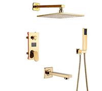 Shower System, 3 Function Shower Faucet Set with Square Rain Shower Head, High Pressure Shower Combo Set for Bathroom,8inch