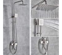 Shower System Bathroom Brushed Big Rainfall Shower Set Bathroom Mixer Bath Shower Faucet Hot&Cold Water Shower Wall Mounted,D Style