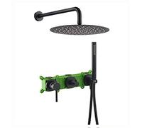 Shower System Black Shower Faucet Set Brass Shower Combo Set Luxury Rain Mixer Shower with 10 Inch Stainless Steel Shower Head, Handheld Shower, Embedded Box,Wall Mounted