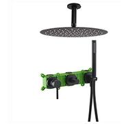 Shower System Black Shower Faucet Set Brass Shower Combo Set Luxury Rain Mixer Shower with 10 Inch Stainless Steel Shower Head, Handheld Shower, Embedded Box,Ceiling Mounted
