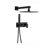 Shower System Black Shower Faucet Set Brass Shower Combo Set Wall Mounted Rain Mixer Shower with Shower Head, Handheld Shower, Embedded Box