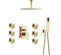 Shower System Concealed Gold Shower Faucet Single Handle Hot and Cold Water Shower Combo Set with Handheld Sprayer and Rain Shower Head, 2\