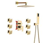 Shower System Concealed Gold Shower Faucet Single Handle Hot and Cold Water Shower Combo Set with Handheld Sprayer and Rain Shower Head, 2\