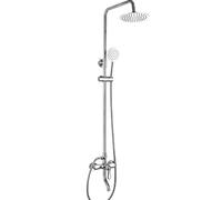 Shower System Faucet Set Shower Set Wall Mounted 3 Functions Shower Faucet Set with 8" Rain Shower Head and Hand Shower Spray 1. 5M Shower Hose Slidable Shower Rod