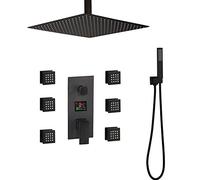 Shower System Intelligent LCD Digital Control Shower Faucet Set Multifunction Shower Combo Set with Shower Head, Handheld Shower, Body Jets,12 Inch