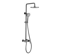Shower System, Rain Mixer Shower Combo Set Push Button 3 Functions Shower Faucet Set with Tub Spout, 10" Rainfall Shower Head, Handheld Combo Set, Gray