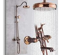 Shower System Red Black Bronze Shower Faucet System Rainfall Rose Golden and Bronze Bathroom Shower Mixer Shower Set Faucet Swivel Spout,Type A