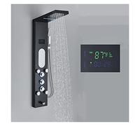 Shower System Set LCD Rainfall Shower Panel System Stainless Steel Bathroom Faucets Tower System Spa Massage Jet Mixer Tap for Bathe Shower Column Waterfall Shower for Bathroo (Brushed Golden 8025 S)