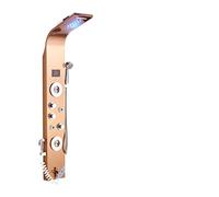 Shower System Set LED Bathroom Shower Panel 6 Modes Intelligent LCD Shower Column Rose Gold Rain Waterfall Bath Systems with Massage Jet Mixer Tap Waterfall Shower for Bathroo (Rose Golden 8006 )